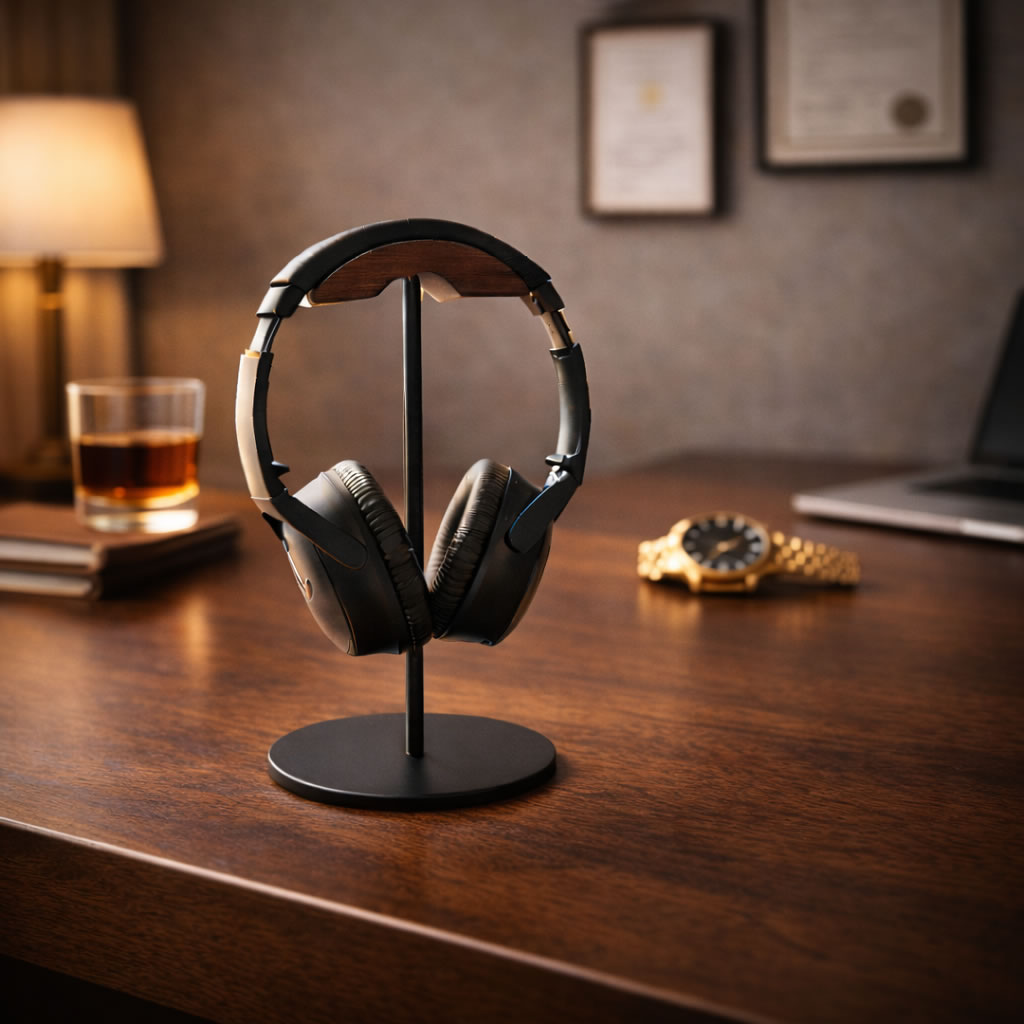 Koptelefoon in warme rustige setting – zelfvertrouwen vergroten en innerlijke kracht ontwikkelen